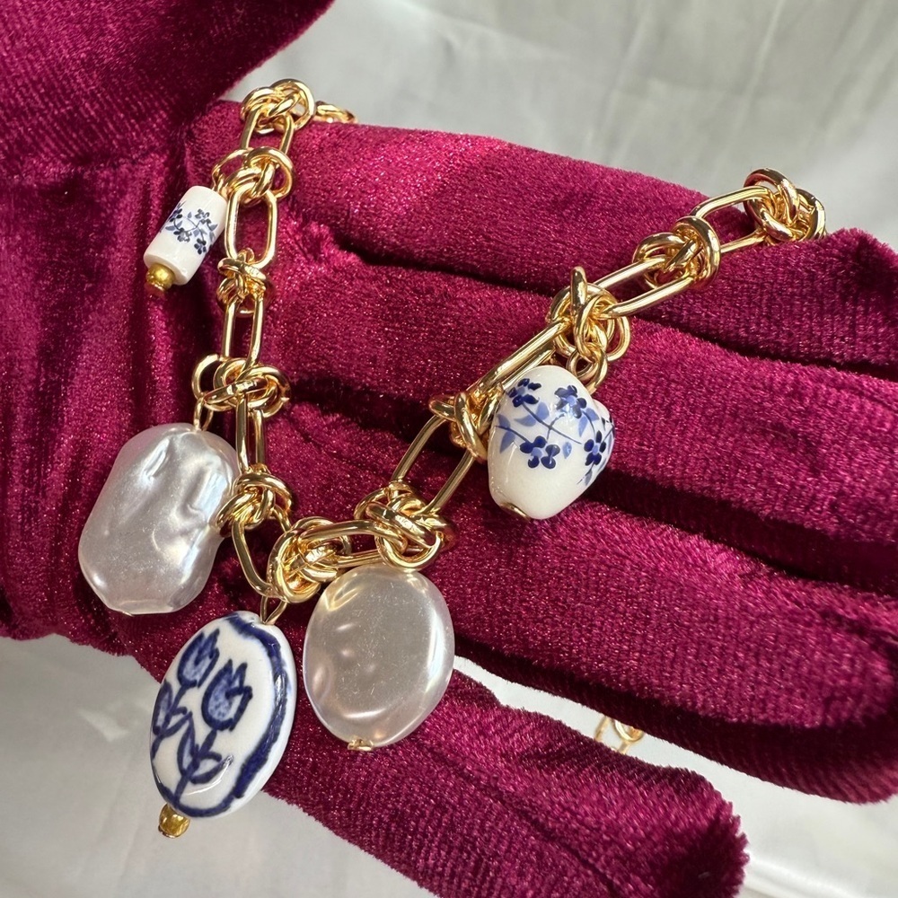 Summertime Gold and Blue Charm Necklace - Picture 12 of 16